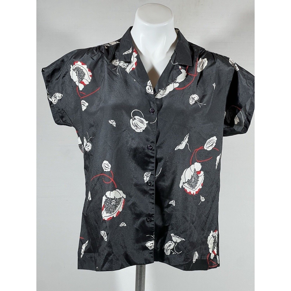 Pan Her Womens Blouse Small Floral Butterfly Button Front Boho Cottagecore